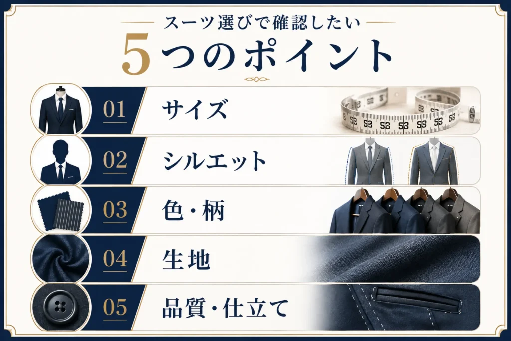 スーツの選び方とは?失敗しないために押さえたい5つのポイント