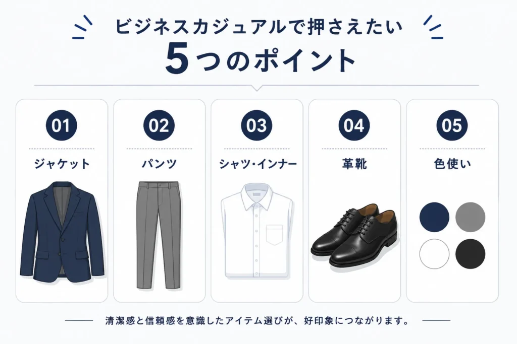 30〜50代男性が押さえたいビジネスカジュアルの基本と選び方